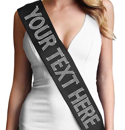 Custom Rhinestone Sash - Large Caps