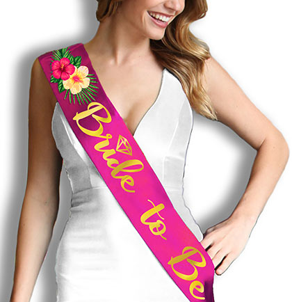 Tropical Bride to Be Gold Sash