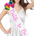 Bride to Be Pink Glitter White Sash with Rainbow Clip
