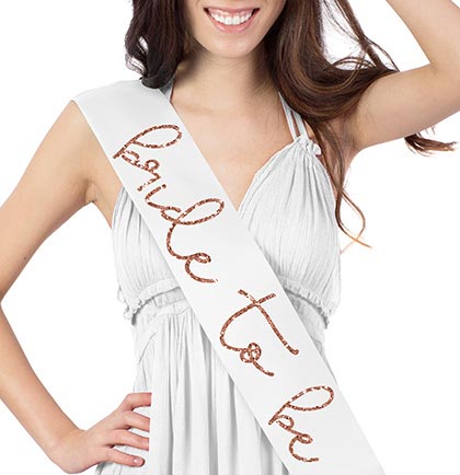 Lovely Bride to Be Rose Gold Glitter Sash