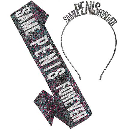 Black Multi Same Pen*s Forever Headband &amp; Sash Set