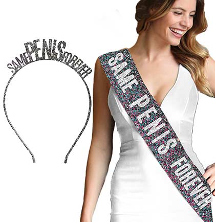 Black Multi Same Pen*s Forever Headband &amp; Sash Set