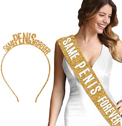 Gold Same Pen*s Forever Headband &amp; Sash Set