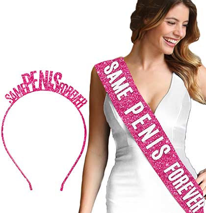 Hot Pink Same Pen*s Forever Headband & Sash Set | Bachelorette Gifts for  the Bride | The House of Bachelorette