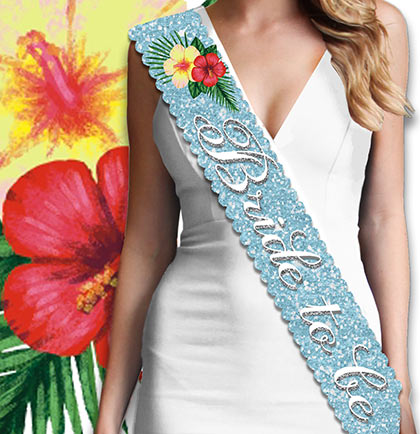 Tropical Bride to Be Sparkle Sash