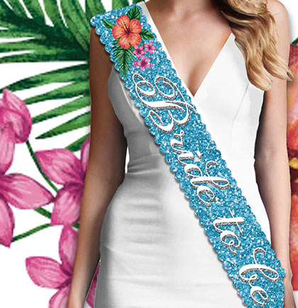 Tropical Bride to Be Sparkle Sash