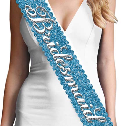 Bridesmaid Turquoise Scalloped Edge Sash | Bridal Party  display picture 2