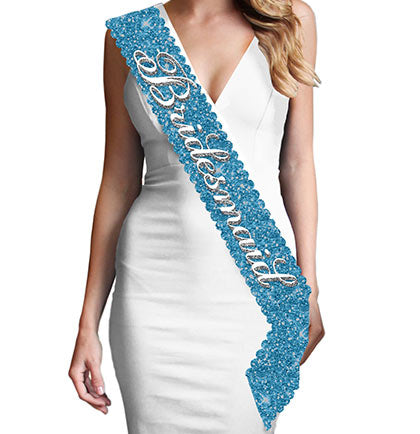 Bridesmaid Turquoise Scalloped Edge Sash