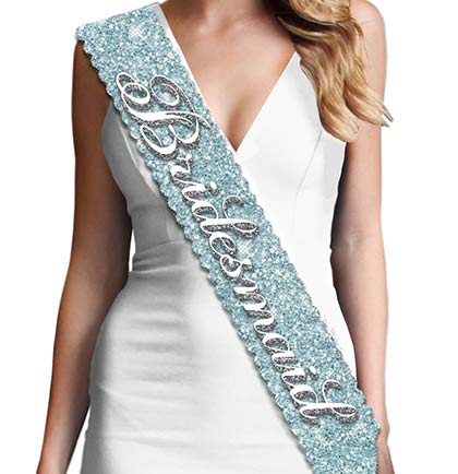 Bridesmaid Ice Blue Scalloped Edge Sash