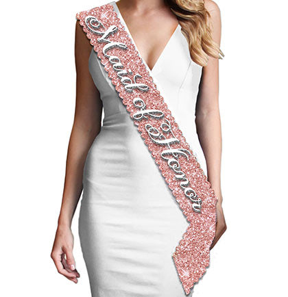 Maid of Honor Sparkling Rosé Sparkle Scallop Sash
