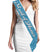 Gift the main girl this gorgeous scalloped edge turquoise sparkle sash! The sash says "Maid of Honor" in a pretty white and silver gray flirty font. This sash is beautiful, it won't shed sparkle and has a satin backside for a comfy fit.  Plus, this Maid of Honor sash matches our other turquoise sparkle sashes: Bride to Be, Bridesmaid &  Brides Entourage available for purchase separately!