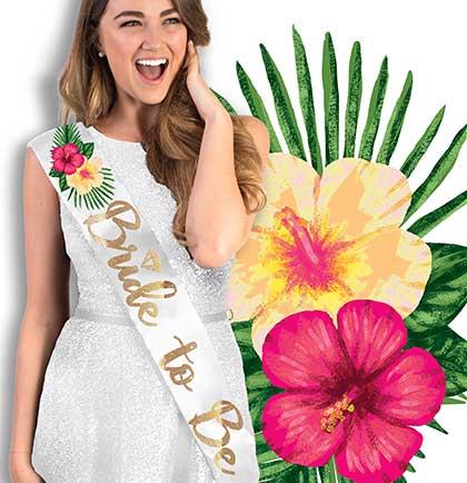 Tropical Bride to Be Gold Sash