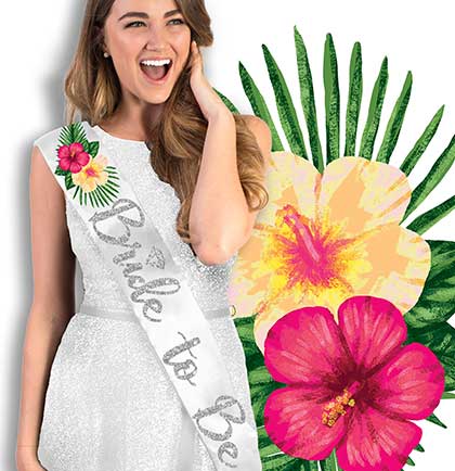 Tropical Bride to Be Silver White Sash