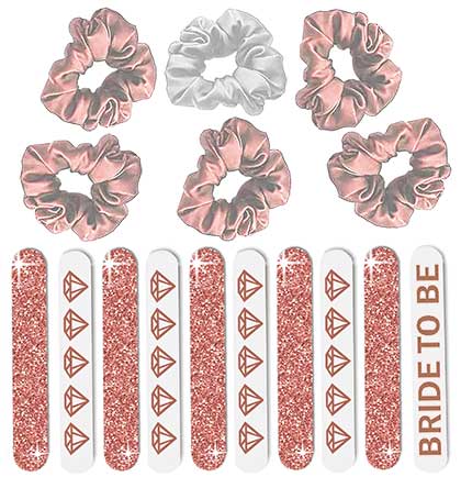 Rose Gold Scrunchie &amp; Nail File - Set of 16