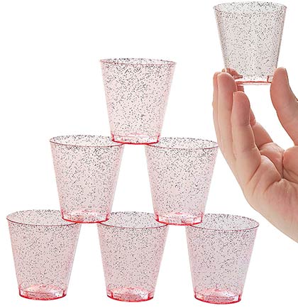 Pink Glitter Shot Glasses - Set of 25