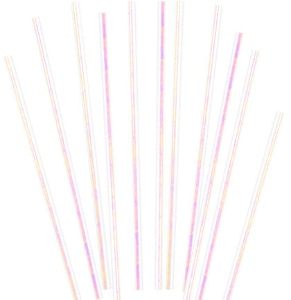 Pink Iridescent Paper Straws - 24pc