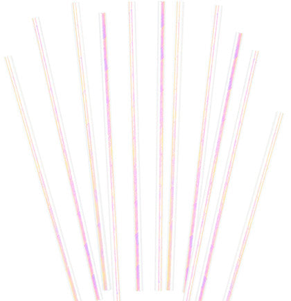 Pink Iridescent Paper Straws Set of 24