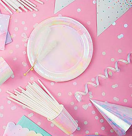 Pink Iridescent Paper Straws - 24pc