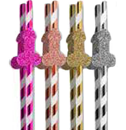 Glitterati Pecker 4.5&quot; Mini Cocktail Straws - Set of 8