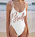 Rose Gold Bride White One Piece Bathing Suit with Blush Floral Straps