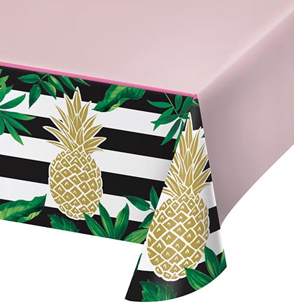 Pineapple Border Pink Table Cover