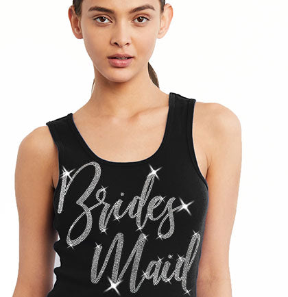 Bridesmaid Glam Rhinestone Tank Top: Black