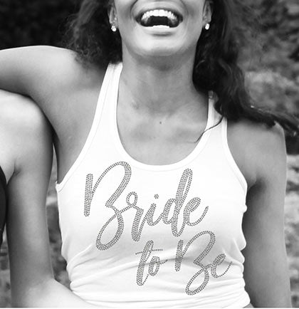 Bride to Be Glam Rhinestone White Tank