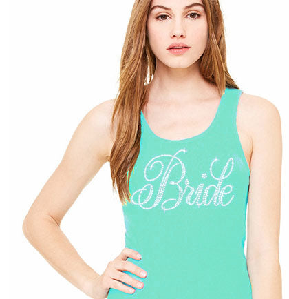 Flirty Bride Rhinestone Tank Top: Mint
