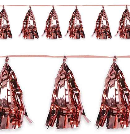 Pink Ribbon & Rose Gold Tassel Garland 8ft