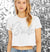 White Crop Tee with a rhinestone Bride graphic on the front.
