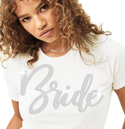 Rhinestone Bride Glam White Tshirt