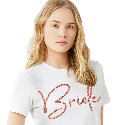 Bride Script Rose Gold Glitter Tee