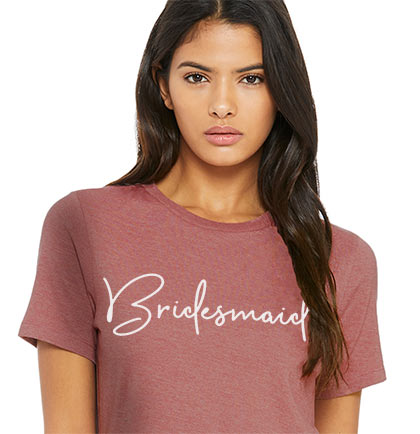 White Bridesmaid Script Blush Tshirt