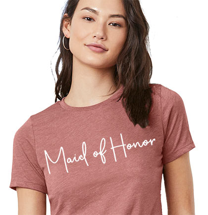 Maid of Honor Script White Glitter Tee