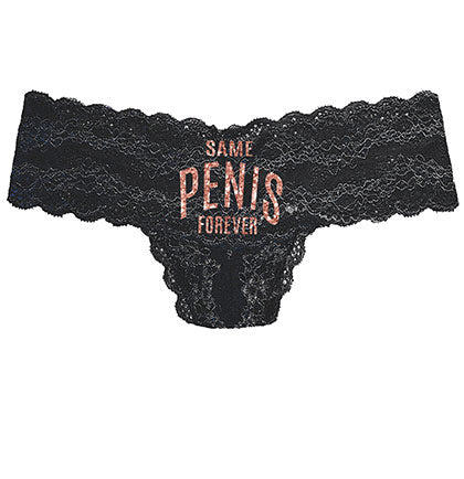 Rose Gold Same Pen*s Forever Lace Stretch Thong •