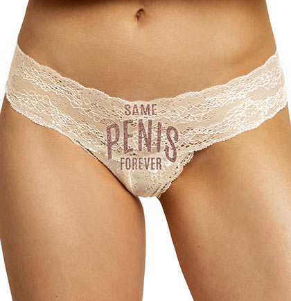 Rose Gold Same Pen*s Forever Lace Stretch Thong •
