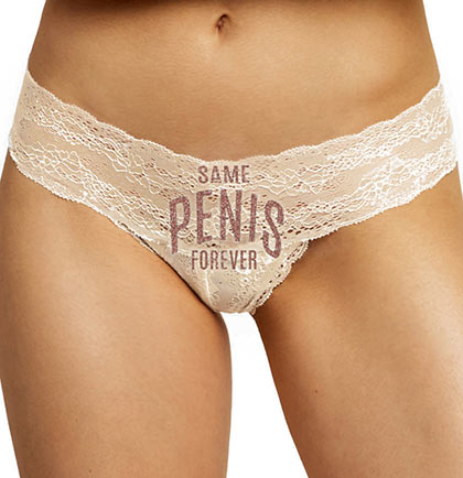 Rose Gold Same Pen*s Forever Lace Thong, Lingerie Shower Panties