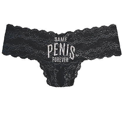 Silver Same Pen*s Forever Black Lace Stretch Thong