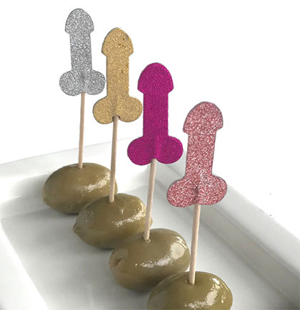 Glitterati Pecker Party Picks - Set of 24