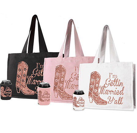 Personalized Rose Gold Printed Bridesmaid Cotton Tote Bags