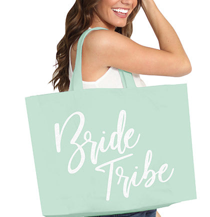 Bride Tribe White Glam Large Canvas Tote
