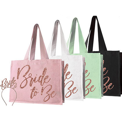 Bride to Be Glam Rose Gold Tote & Headband Set