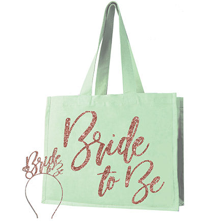 Bride to Be Glam Rose Gold Tote &amp; Headband Set