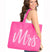 Mrs. Glam Rhinestone Large Canvas Hot Pink Tote