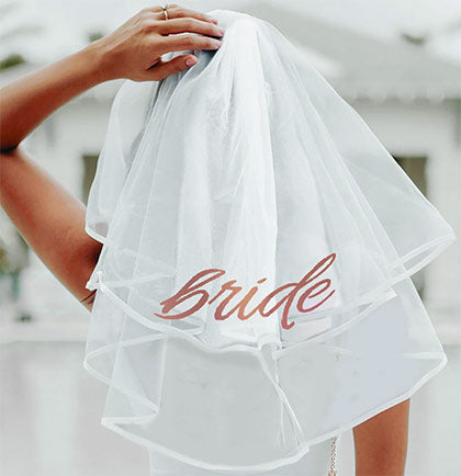 Rose Gold Bride Veil - White